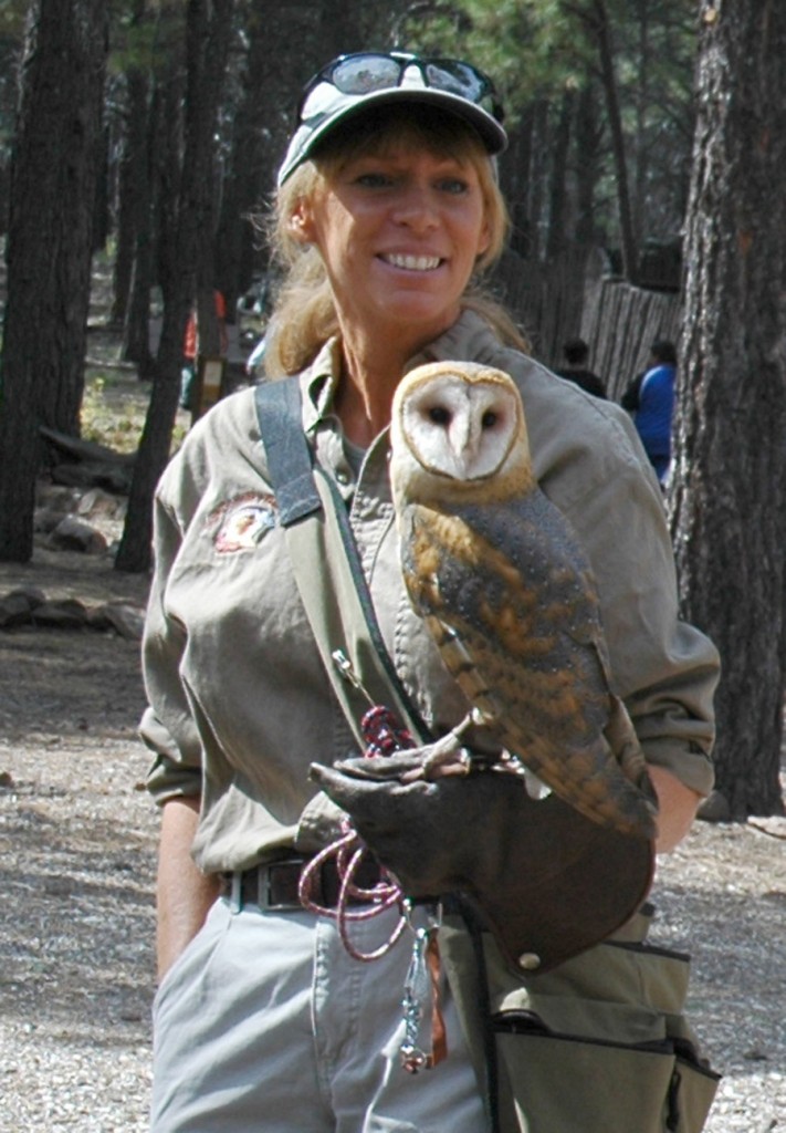 Susan Hamilton with a Barn Owl